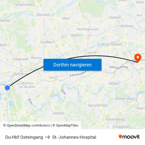 Du-Hbf Osteingang to St.-Johannes-Hospital map