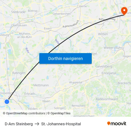 D-Am Steinberg to St.-Johannes-Hospital map