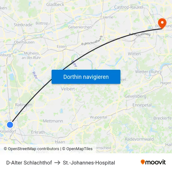 D-Alter Schlachthof to St.-Johannes-Hospital map