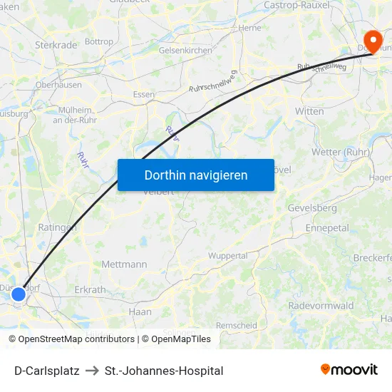 D-Carlsplatz to St.-Johannes-Hospital map