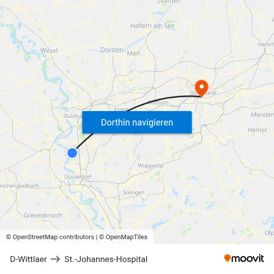 D-Wittlaer to St.-Johannes-Hospital map