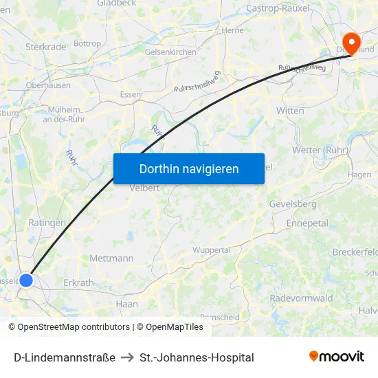 D-Lindemannstraße to St.-Johannes-Hospital map