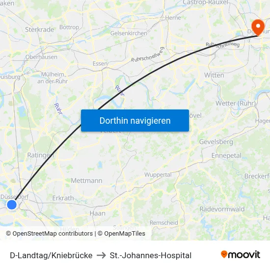 D-Landtag/Kniebrücke to St.-Johannes-Hospital map