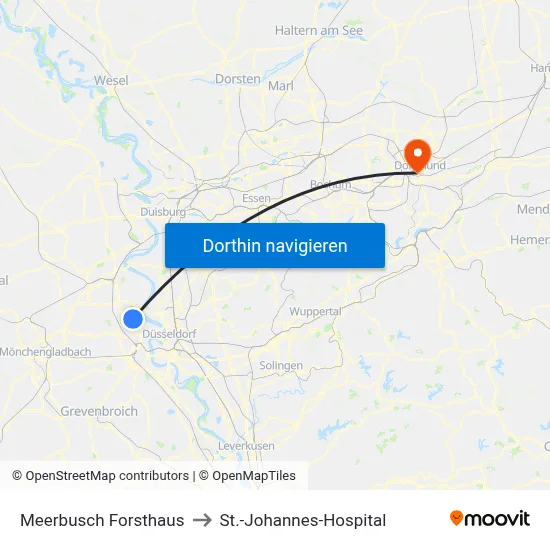 Meerbusch Forsthaus to St.-Johannes-Hospital map