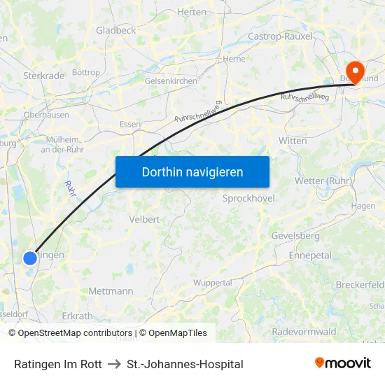 Ratingen Im Rott to St.-Johannes-Hospital map