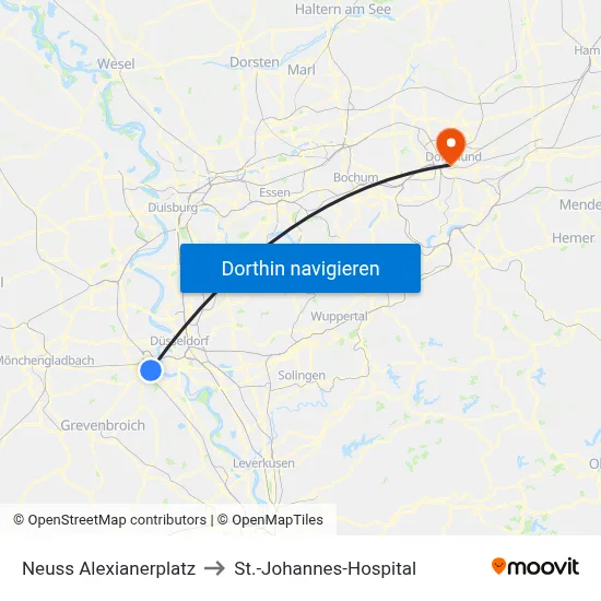 Neuss Alexianerplatz to St.-Johannes-Hospital map