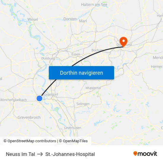 Neuss Im Tal to St.-Johannes-Hospital map