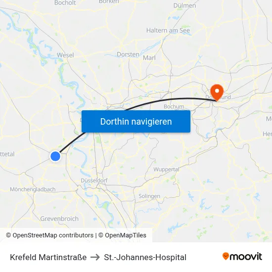 Krefeld Martinstraße to St.-Johannes-Hospital map