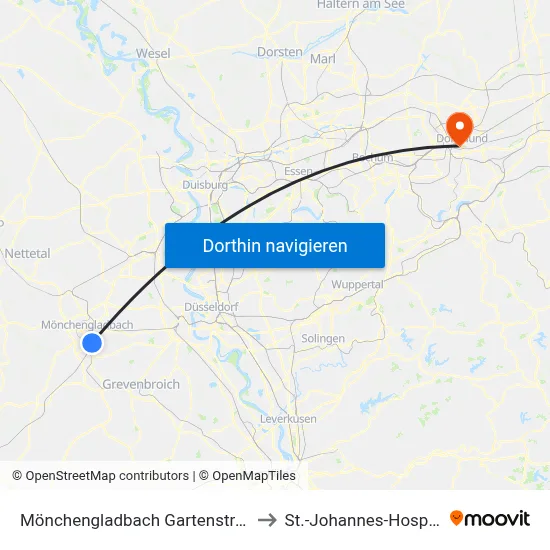 Mönchengladbach Gartenstraße to St.-Johannes-Hospital map