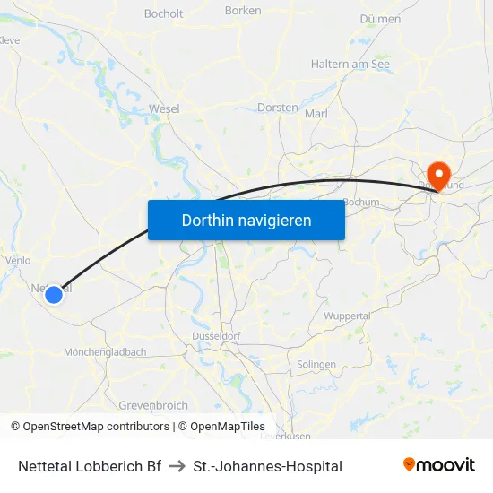 Nettetal Lobberich Bf to St.-Johannes-Hospital map