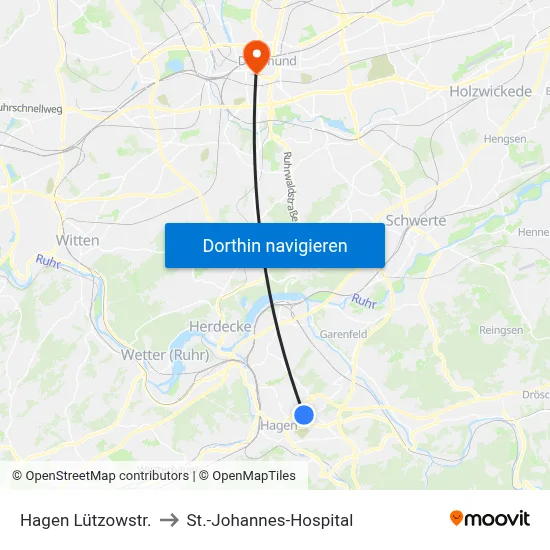 Hagen Lützowstr. to St.-Johannes-Hospital map