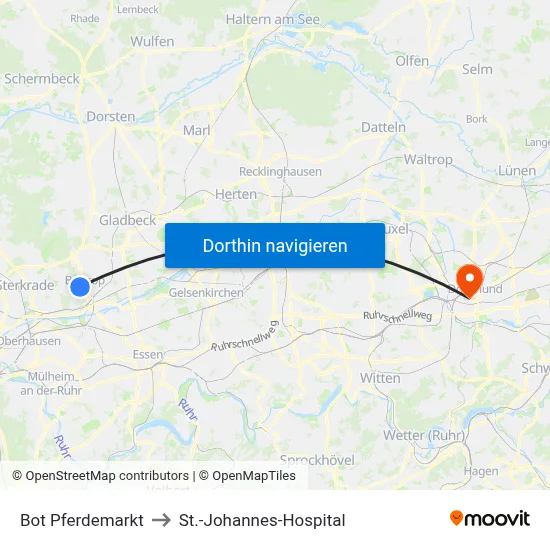 Bot Pferdemarkt to St.-Johannes-Hospital map