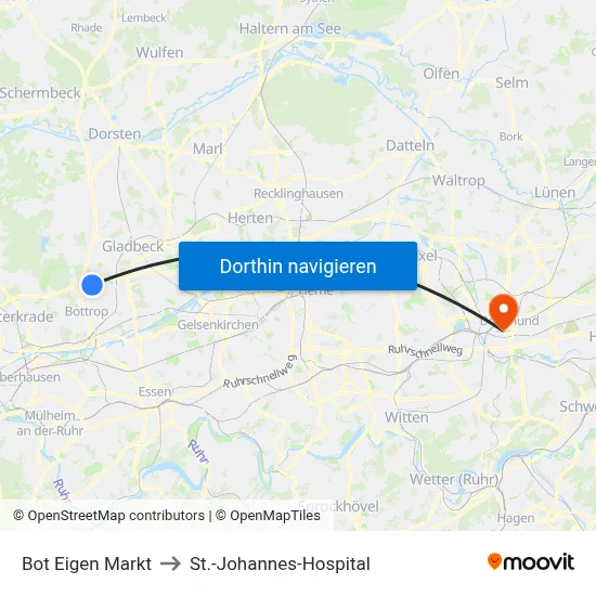 Bot Eigen Markt to St.-Johannes-Hospital map