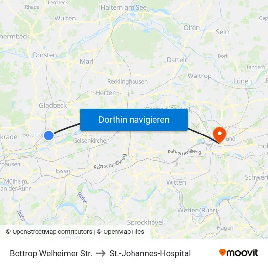 Bottrop Welheimer Str. to St.-Johannes-Hospital map