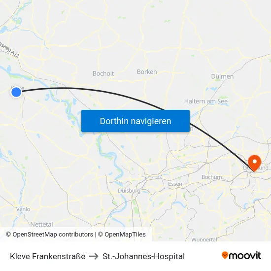 Kleve Frankenstraße to St.-Johannes-Hospital map