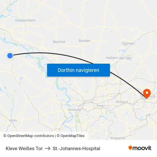 Kleve Weißes Tor to St.-Johannes-Hospital map