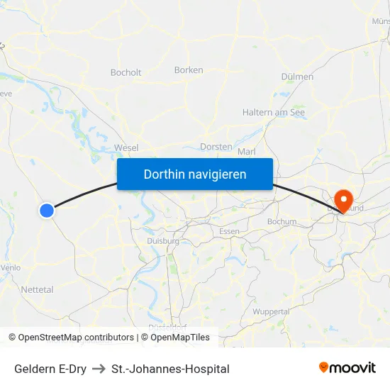 Geldern E-Dry to St.-Johannes-Hospital map