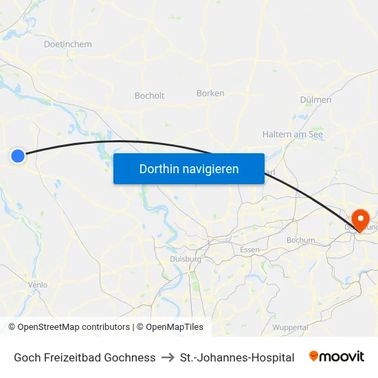 Goch Freizeitbad Gochness to St.-Johannes-Hospital map