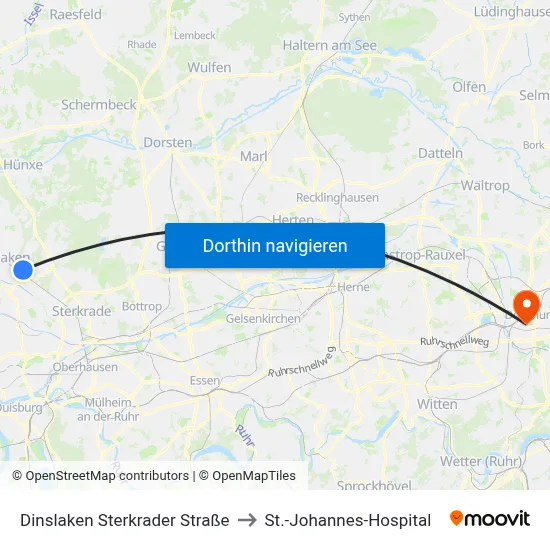 Dinslaken Sterkrader Straße to St.-Johannes-Hospital map