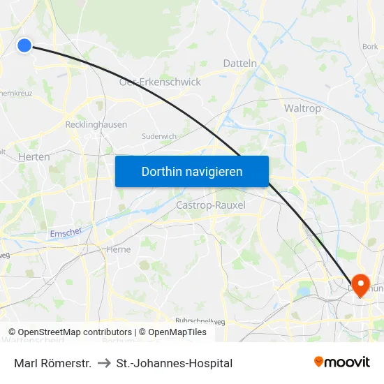 Marl Römerstr. to St.-Johannes-Hospital map