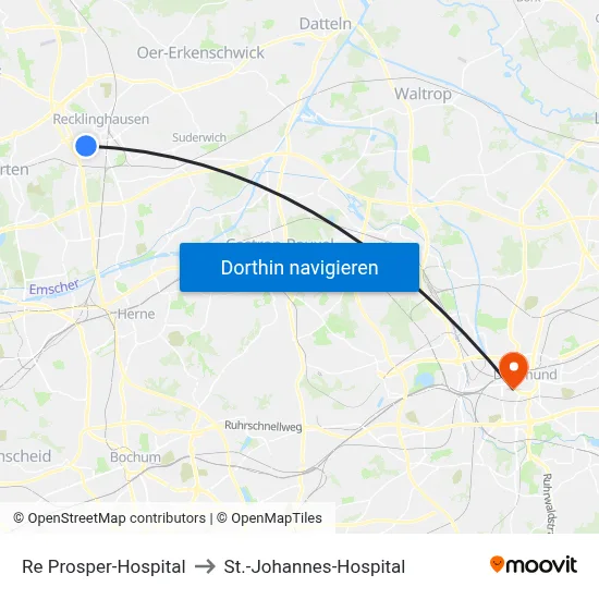 Re Prosper-Hospital to St.-Johannes-Hospital map