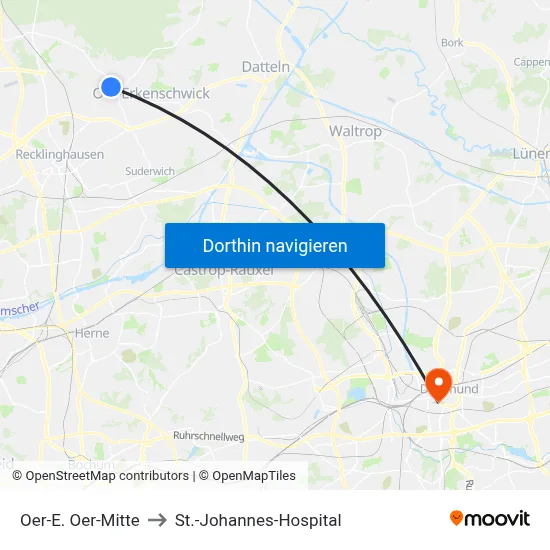 Oer-E. Oer-Mitte to St.-Johannes-Hospital map