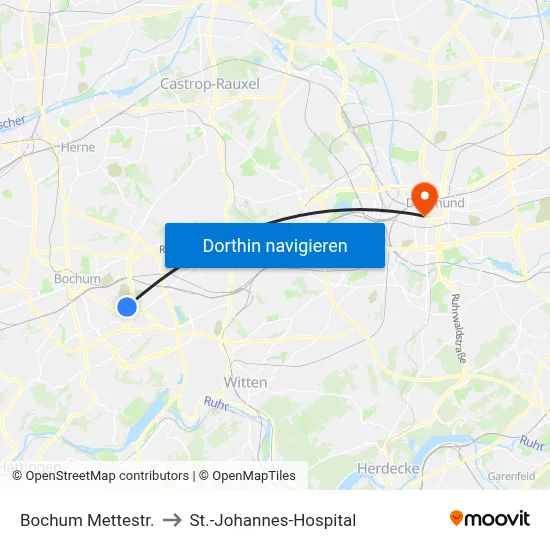 Bochum Mettestr. to St.-Johannes-Hospital map
