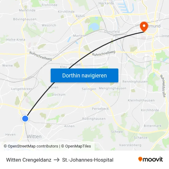 Witten Crengeldanz to St.-Johannes-Hospital map