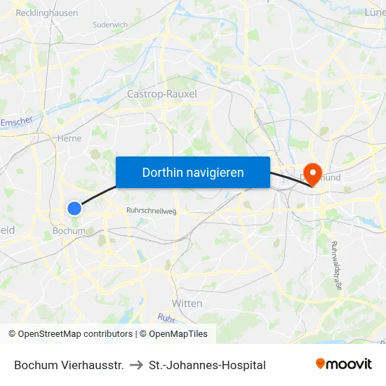 Bochum Vierhausstr. to St.-Johannes-Hospital map