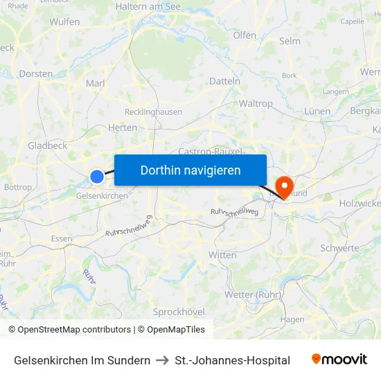 Gelsenkirchen Im Sundern to St.-Johannes-Hospital map