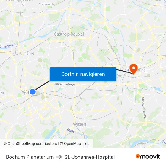 Bochum Planetarium to St.-Johannes-Hospital map
