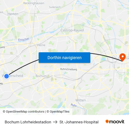 Bochum Lohrheidestadion to St.-Johannes-Hospital map