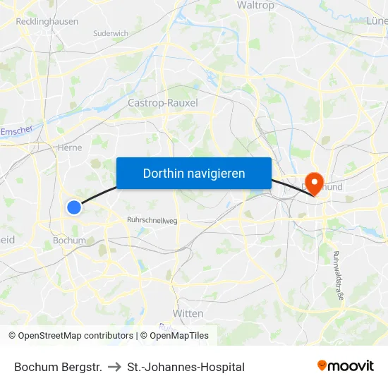 Bochum Bergstr. to St.-Johannes-Hospital map