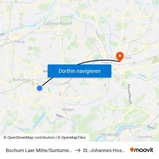 Bochum Laer Mitte/Suntumer Str to St.-Johannes-Hospital map