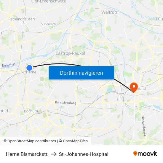 Herne Bismarckstr. to St.-Johannes-Hospital map