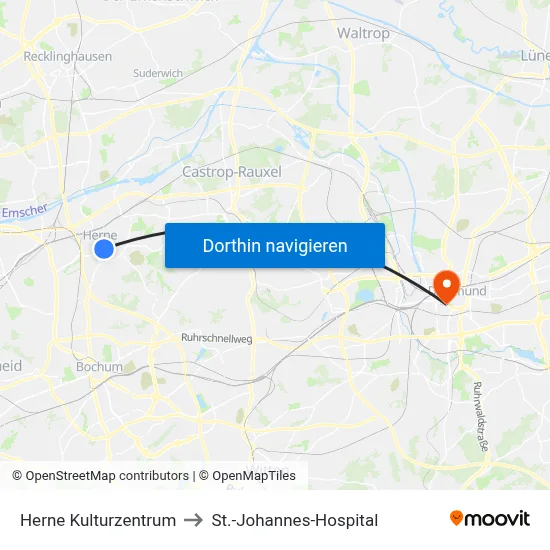 Herne Kulturzentrum to St.-Johannes-Hospital map