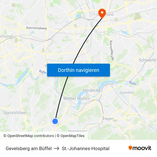 Gevelsberg am Büffel to St.-Johannes-Hospital map