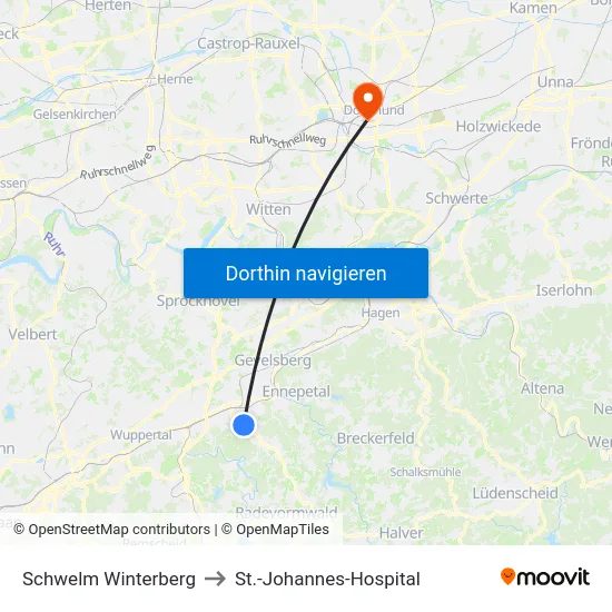 Schwelm Winterberg to St.-Johannes-Hospital map