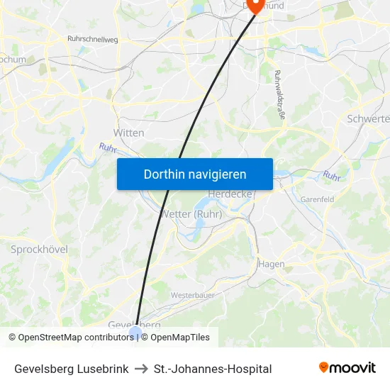 Gevelsberg Lusebrink to St.-Johannes-Hospital map