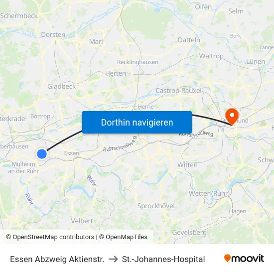 Essen Abzweig Aktienstr. to St.-Johannes-Hospital map