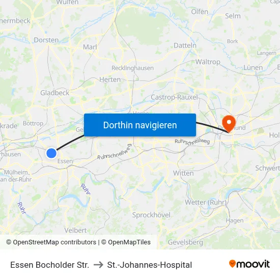 Essen Bocholder Str. to St.-Johannes-Hospital map