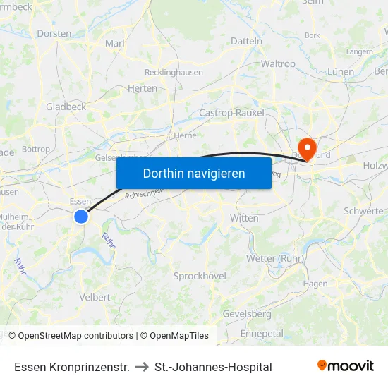 Essen Kronprinzenstr. to St.-Johannes-Hospital map