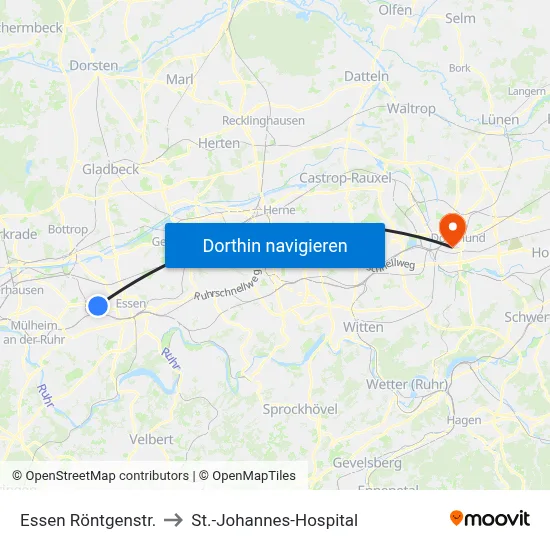 Essen Röntgenstr. to St.-Johannes-Hospital map