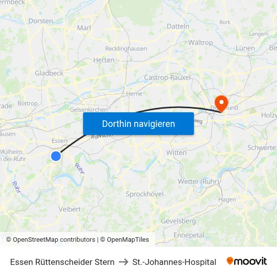 Essen Rüttenscheider Stern to St.-Johannes-Hospital map