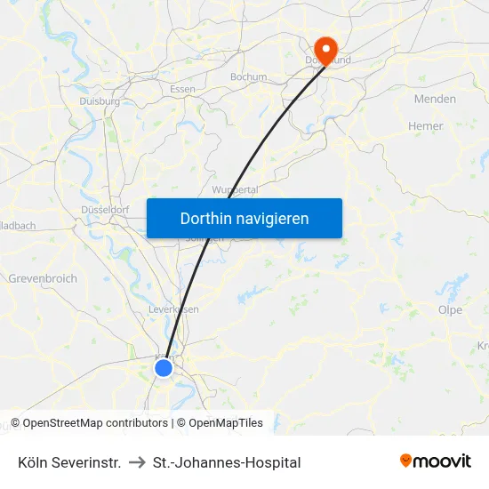 Köln Severinstr. to St.-Johannes-Hospital map