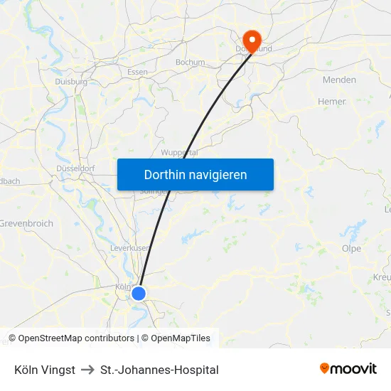 Köln Vingst to St.-Johannes-Hospital map