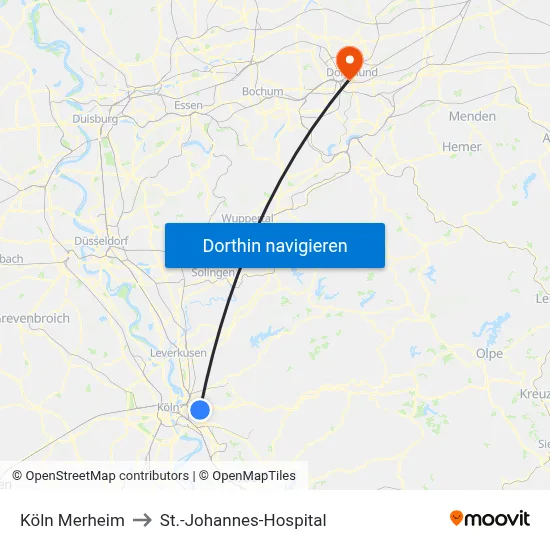 Köln Merheim to St.-Johannes-Hospital map