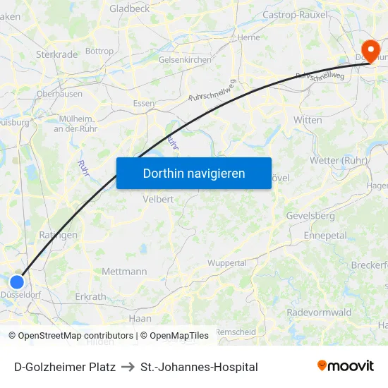 D-Golzheimer Platz to St.-Johannes-Hospital map