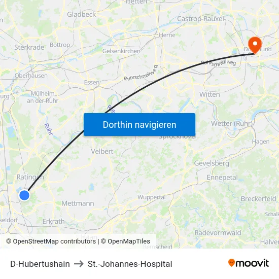 D-Hubertushain to St.-Johannes-Hospital map