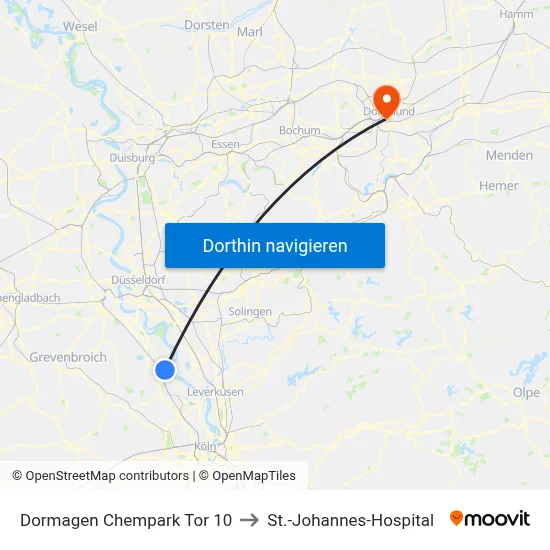 Dormagen Chempark Tor 10 to St.-Johannes-Hospital map